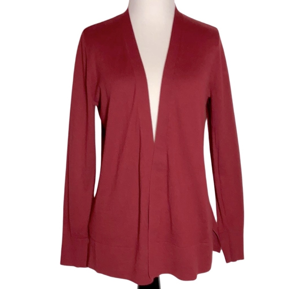 🎉HP🎉 LOFT Cotton Rust-Like Color Open-Front Cardigan, Size MP, Like New